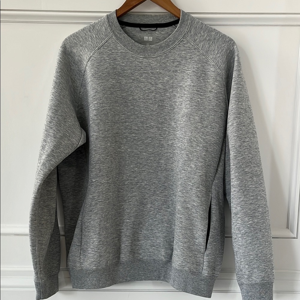 Uniqlo Grey Crewneck Sweater with Ribbed Details